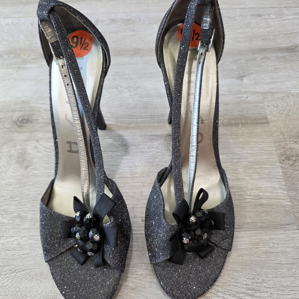 Unisa | Elegant Glittery Black Women's Heels